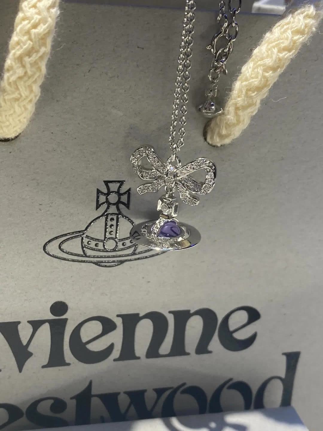 Vivienne Westwood Silver Bow Pendant Necklace